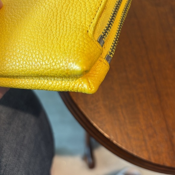 Coach Double zip wallet  6.5”w x 4”h pebbled leather  goldenrod yellow  wristlet - Picture 15 of 15